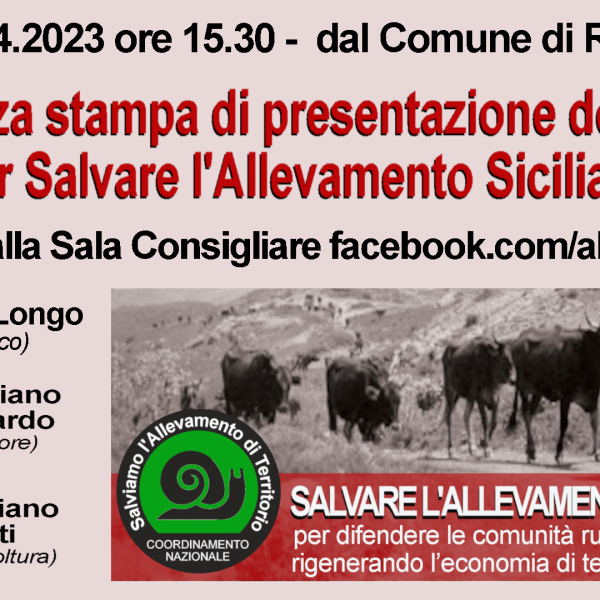 Martedi 4 aprile l’evento per salvare l’allevamento siciliano. Lunedi 3 aprile, conferenza stampa