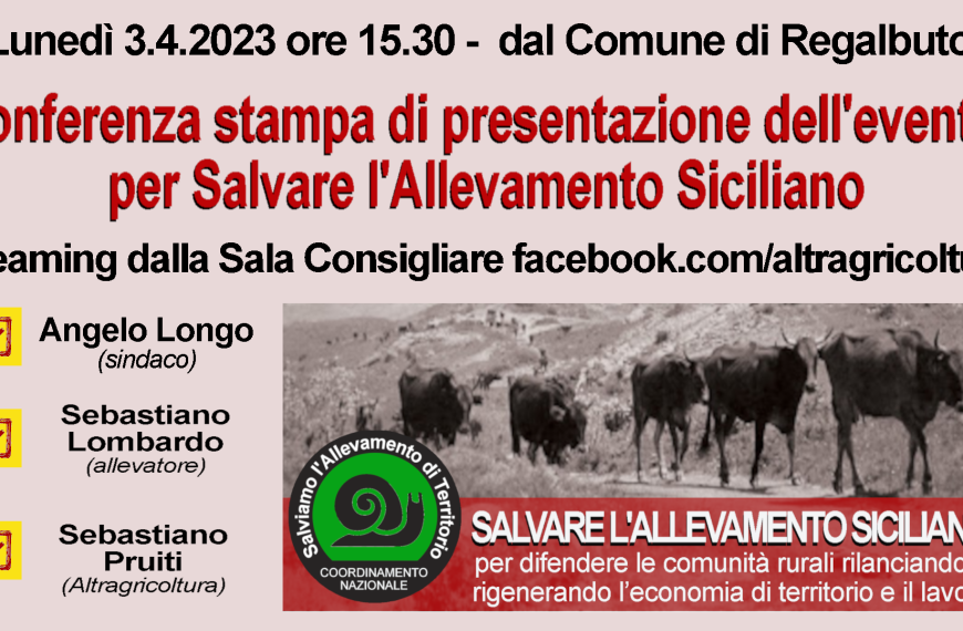 Martedi 4 aprile l’evento per salvare l’allevamento siciliano. Lunedi 3 aprile, conferenza stampa